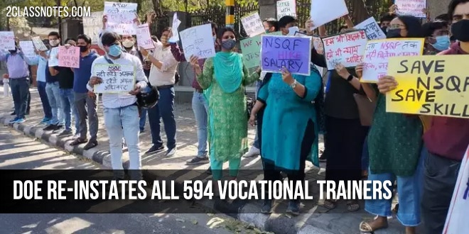 Directorate of Education re-instates all 594 vocational trainers